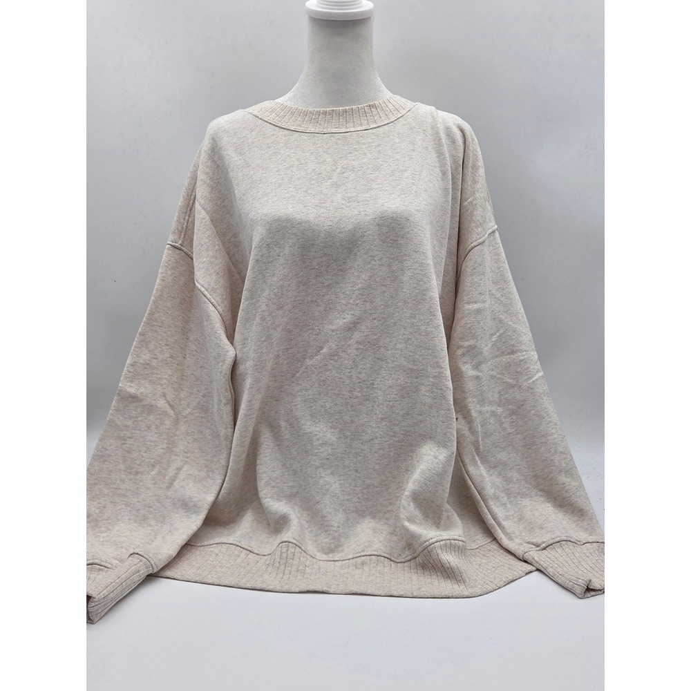 SO Goods for Life Oatmeal Crewneck Sweatshirt Size S Side Slit 101-676
